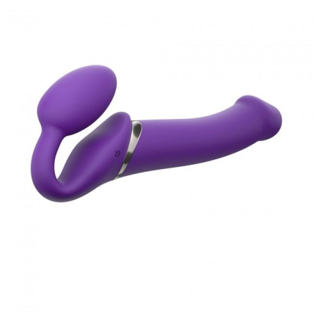 Безремінний страпон з вібрацією Strap-On-Me Vibrating Violet L, діам. 3,7 см, пульт ДК, регульований 