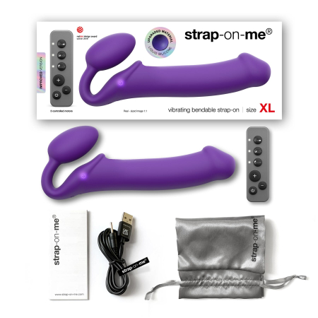 Безремінний страпон з вібрацією Strap-On-Me Vibrating Violet XL, діам. 4,7см, пульт ДК, регульований №6