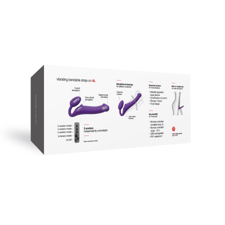 Безремінний страпон з вібрацією Strap-On-Me Vibrating Violet XL, діам. 4,7см, пульт ДК, регульований №8