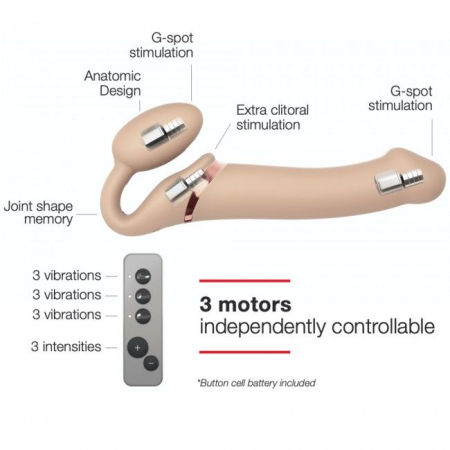 Безремінний страпон з вібрацією Strap-On-Me Vibrating Flesh L, діаметр 3,7 см, пульт ДК, регульовани №2