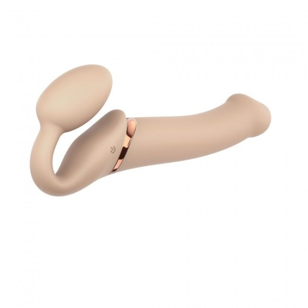 Безремінний страпон з вібрацією Strap-On-Me Vibrating Flesh L, діаметр 3,7 см, пульт ДК, регульовани 