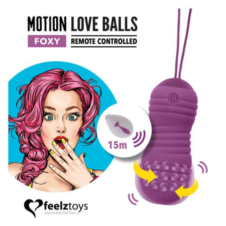 Вагінальні кульки з перлинним масажем FeelzToys Motion Love Balls Foxy з пультом ДК, 7 режимів №2