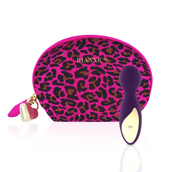 Мінівібромасажер Rianne S: Lovely Leopard Purple, 10 режимів роботи, косметичка-чохол, мед.силікон - фото
