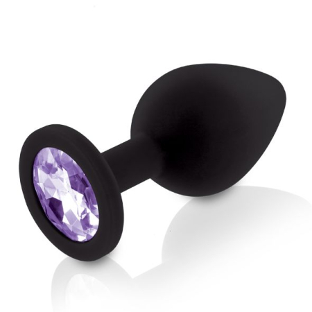 Набір силіконових анальних пробок із кристалом Rianne S: Booty Plug Set Black, діаметр 2,7см, 3,5см, №3