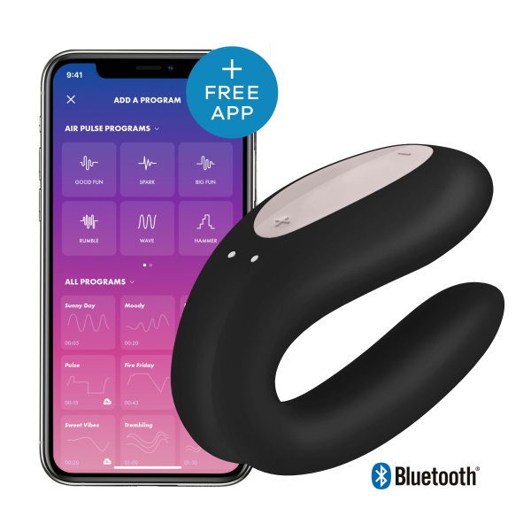 Смарт-вібратор для пар Satisfyer Double Joy Black із широким кліторальним стимулятором - фото