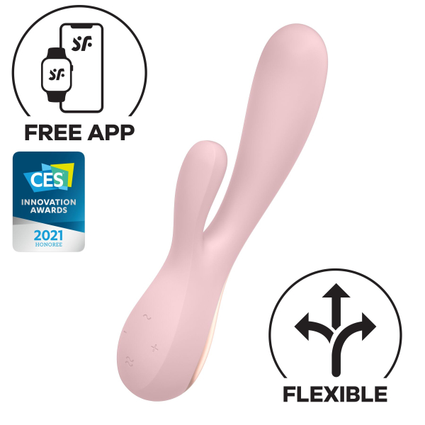Смарт вібратор-кролик Satisfyer Mono Flex Mauve, 2 мотори, керування через інтернет 