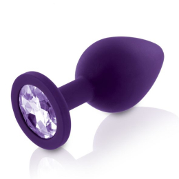 Набір силіконових анальних пробок із кристалом Rianne S: Booty Plug Set Purple, діаметр 2,7см, 3,5см - - фото №3