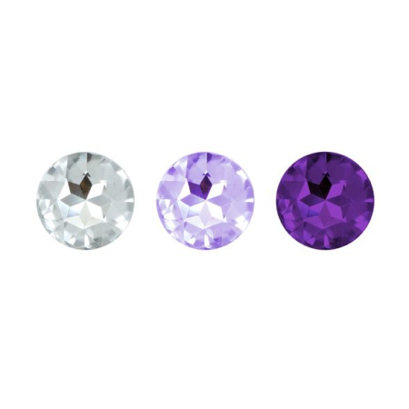 Набір силіконових анальних пробок із кристалом Rianne S: Booty Plug Set Purple, діаметр 2,7см, 3,5см №5