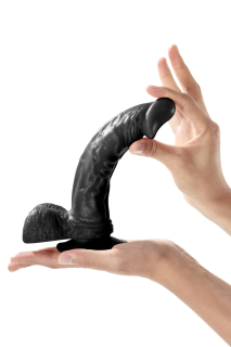 Фалоімітатор на присосці Real Body — Real Bruce Black, TPE, діаметр 4,2 см - - фото №3