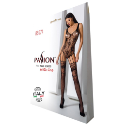 Ажурний бодістокінг з імітацією панчіх Passion BS074 black - - фото №6