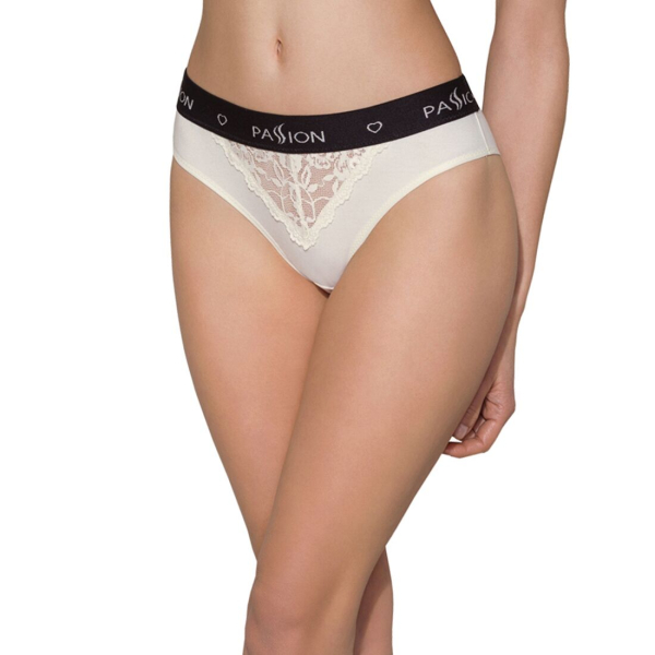 Трусики з широкою резинкою і мереживом Passion PS001 PANTIES XL, ecru - фото