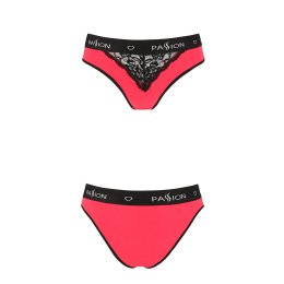Трусики з широкою гумкою і мереживом Passion PS001 PANTIES L, red-black - №4
