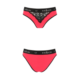 Трусики з широкою гумкою і мереживом Passion PS001 PANTIES M, red-black - - фото №4