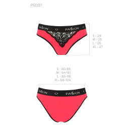 Трусики з широкою гумкою і мереживом Passion PS001 PANTIES S, red-black - - фото №5