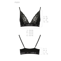 Еластичний топ з мереживом Passion PS001 TOP L, black - - фото №6