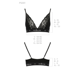 Еластичний топ з мереживом Passion PS001 TOP M, black - - фото №6