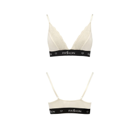 Еластичний топ з мереживом Passion PS001 TOP S, ecru - - фото №4