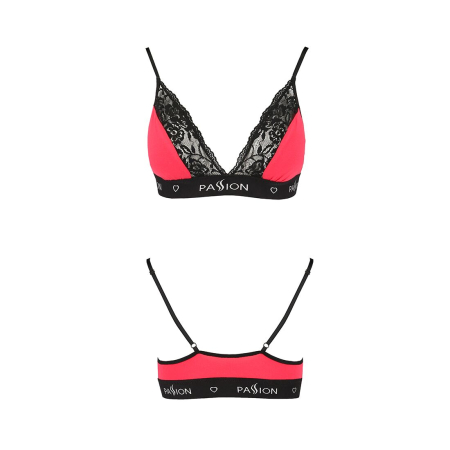 Еластичний топ з мереживом Passion PS001 TOP L, red-black - фото №4