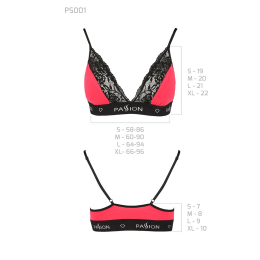 Еластичний топ з мереживом Passion PS001 TOP L, red-black - - фото №5