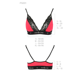 Еластичний топ з мереживом Passion PS001 TOP M, red-black - - фото №5