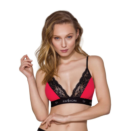 Еластичний топ з мереживом Passion PS001 TOP M, red-black - фото