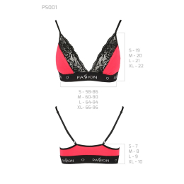 Еластичний топ з мереживом Passion PS001 TOP S, red-black - - фото №5