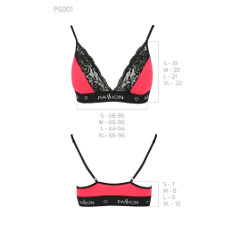 Еластичний топ з мереживом Passion PS001 TOP XL, red-black - - фото №5