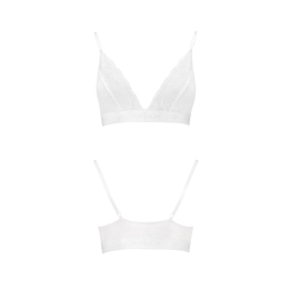 Еластичний топ з мереживом Passion PS001 TOP L, white - - фото №4