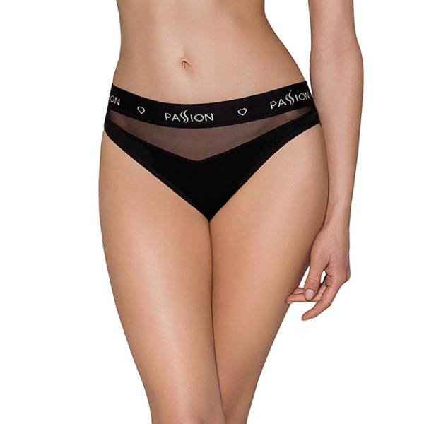 Трусики з прозорою вставкою Passion PS006 PANTIES L, black - фото