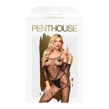 Бодістокінг з контрастним візерунком Penthouse - Under Arrest Black S/L - фото №3
