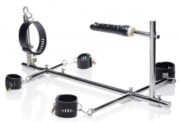 Конструкція для фіксації з фалоімітатором Imprisoned Metal Stockade with Dildo - фото