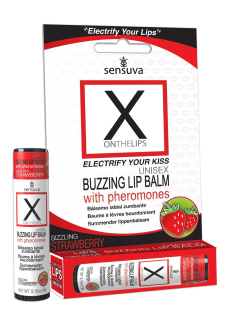 Стимулювальний бальзам для губ унісекс Sensuva – X on the Lips Strawberry з феромонами, полуниця - №4