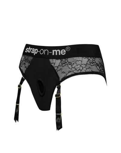 Мереживні труси для страпону з підв'язками для панчох Strap-On-Me DIVA HARNESS - M №2