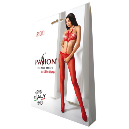 Відкритий бодістокінг Passion BS080 red - фото №5