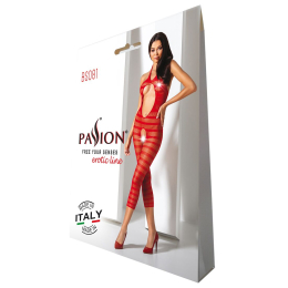 Сітчастий бодістокінг з відкритим животом Passion BS081 red - №5