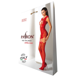 Ажурний бодістокінг з панчохами Passion BS082 red - - фото №5