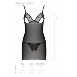 Сорочка з вирізами на грудях, стрінги Passion LOVELIA CHEMISE L/XL, black - - фото №7