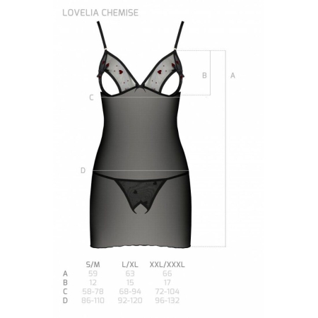 Сорочка з вирізами на грудях, стрінги Passion LOVELIA CHEMISE L/XL, black - фото №7