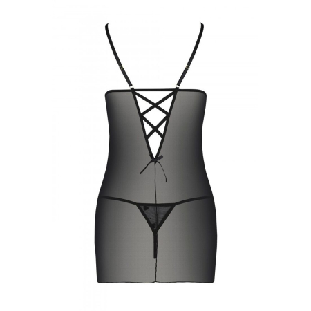 Сорочка з вирізами на грудях, стрінги Passion LOVELIA CHEMISE XXL/XXXL, black - фото №6