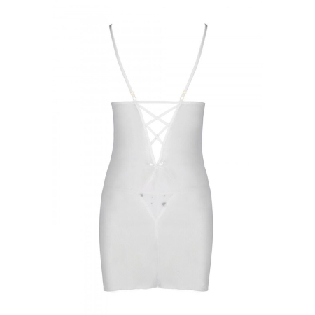 Сорочка з вирізами на грудях, стрінги Passion LOVELIA CHEMISE L/XL, white - фото №6