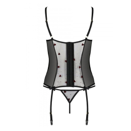Корсет з підв'язками, стрінги Passion LOVELIA CORSET L/XL, black - - фото №6
