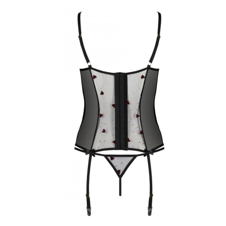Корсет з підв'язками, стрінги Passion LOVELIA CORSET L/XL, black - фото №6