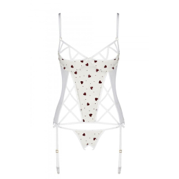 Корсет з підв'язками, стрінги Passion LOVELIA CORSET S/M, white - - фото №5