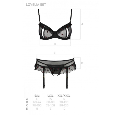 Сексуальний комплект з поясом для панчіх Passion LOVELIA SET L/XL, black - фото №7