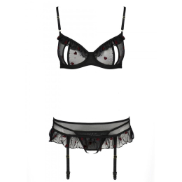 Сексуальний комплект з поясом для панчіх Passion LOVELIA SET L/XL, black - - фото №5