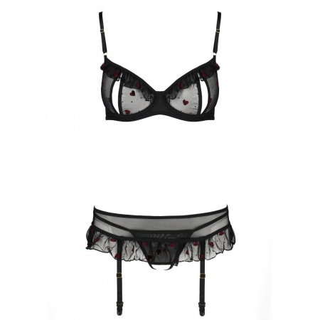 Сексуальний комплект з поясом для панчіх Passion LOVELIA SET L/XL, black - фото №5