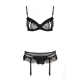 Сексуальний комплект з поясом для панчіх Passion LOVELIA SET S/M, black - - фото №5