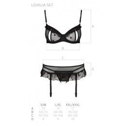 Сексуальний комплект з поясом для панчіх Passion LOVELIA SET XXL/XXXL, black - - фото №7
