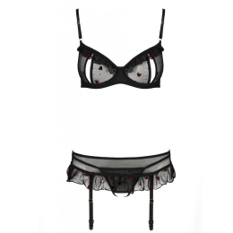 Сексуальний комплект з поясом для панчіх Passion LOVELIA SET XXL/XXXL, black - - фото №5