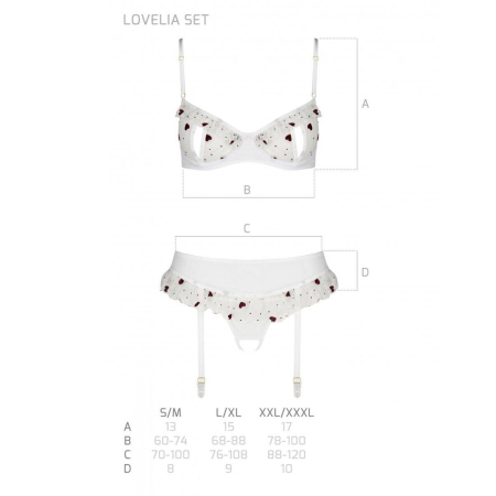 Сексуальний комплект з поясом для панчіх Passion LOVELIA SET XXL/XXXL, white - фото №7